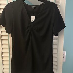Ann Taylor Factory Black V-Neck Women's Top